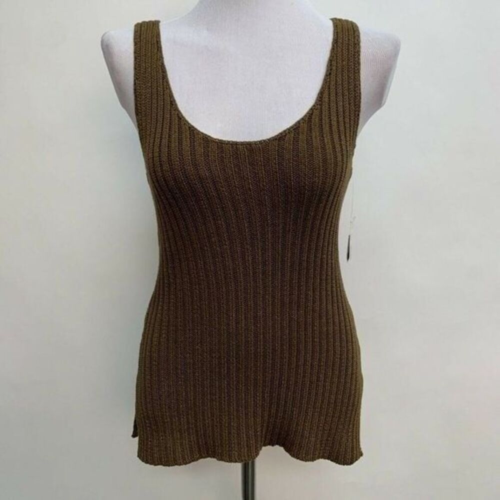 Lauren Ralph Lauren Tank Sweater Petite Medium Olive Green Sleeveless NWT